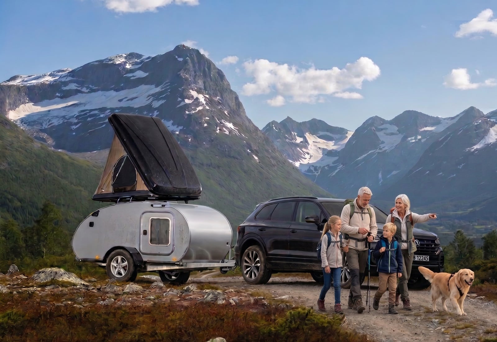 location mini caravane teardrop et tente de toit pour 4 personnes