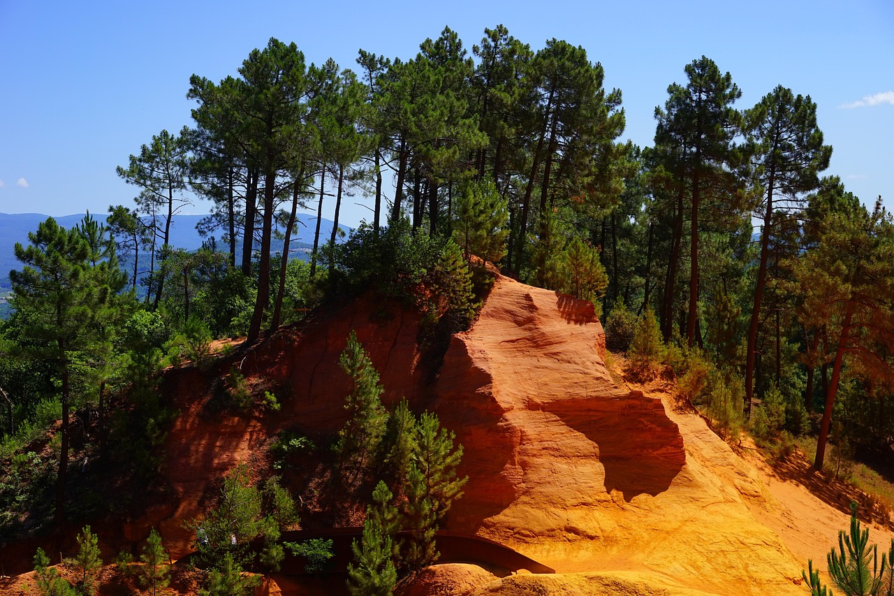 sentier ocres colorado francais arbre falaises luberon