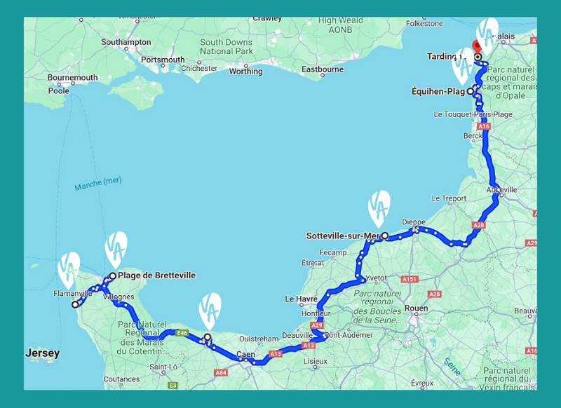 carte des 6 meilleurs spots pour dormir en van en normandie et cote d albatre